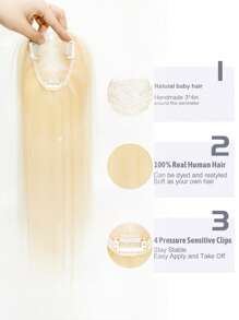 Hair Topper Human Hair Transparent Lace Base 3*4inch Women Toupee Invisible Free Part Hair Toppers Hair Extension - S60 - View 6