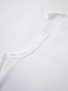 Manfinity Homme Tank Top Tanpa Lengan Kasual Pria dengan Cetakan Huruf, Musim Panas - Putih - View 7