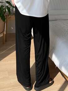 DAZY Pantalones de pijama negros lisos para hombres, para primavera/verano