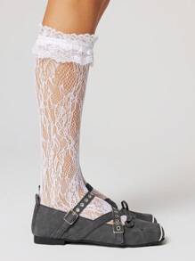 ROMWE Goth Women's Black Slip-On Loafers, Mary Jane Small Leather Shoes With Criss-Cross Straps, Bow Accent, Japanese JK Uniform Style, Dress/Work Flat Shoes