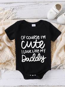 Baby Boy Casual Brief Print Korte Mouw Romper Bodysuit Voor De Zomer