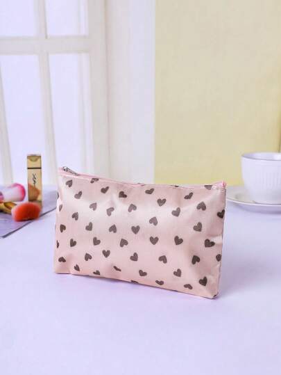 حقيبة مكياج بسحاب نمط قلب