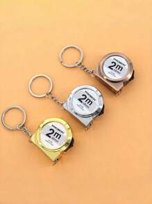 SHEIN Portable Mini Tape Measure Small Household Measuring Tape Retractable 2m Mild Steel Key Chain Tape Measure Mini Measuring Tools