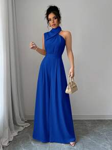 Firerie Women's Turtleneck Sleeveless Wide Leg Jumpsuit - Royal Blue - View 3