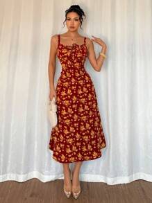 Chiquease 女士简约时尚吊带背心裙，适合夏季 - 紅色 - 查看 1