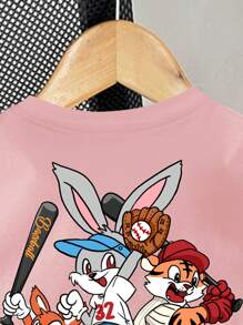 Baby Girl Casual Minimalist Short Sleeve Outfit, Suitable For Spring/Summer