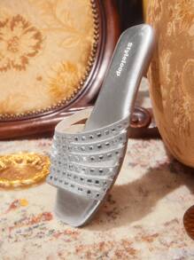 CUCCOO TILAWA Women's Fashion Rhinestone Decor Flat Sandals