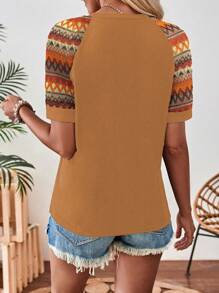 EMERY ROSE Maglietta donna di moda con maniche corte e colore a contrasto, maglie con grafica alla moda