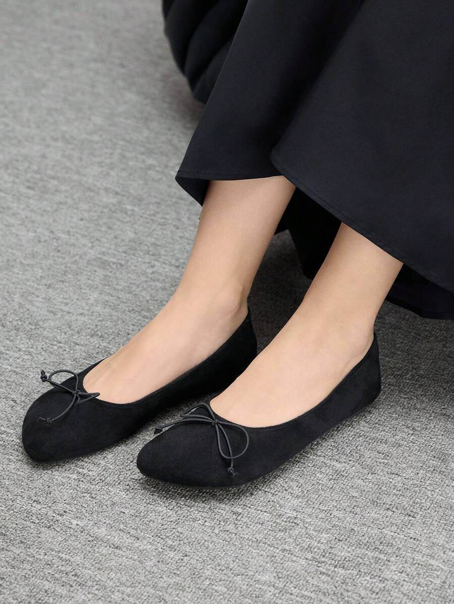 CUCCOO BIZCHIC أحذية نسائية مسطحة بشكل إصبعي لأسلوب الحياة اليومي البسيط - الأسود - مشاهدة 1