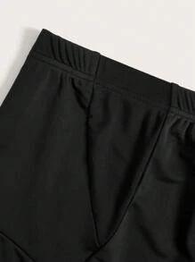 SHEIN EZwear Leggings moldeadores de talla grande con cintura alta, de tela de malla y parches, para el verano - Negro - Ver 5