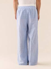 SWAVVY Men's Casual Woven Striped Patchwork Waistband Relaxed Fit Straight Leg Pants, School
