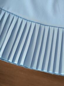 SHEIN Vintaside Kids 女婴夏装，可爱公主裙，彼得潘领，无袖 - 藍色 - 查看 6