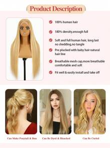 13x4 Lace Front Wig Human Hair Straight 22 24 26inch P27/613 Honey Blonde Hair With Highlights Lace Front Wig Human Hair 180 Density Human Hair Lace Frontal Wig - S27/613 - View 7