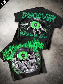 Manfinity Roghcode 男士圆领短袖印花休闲宽松上衣，日常穿着