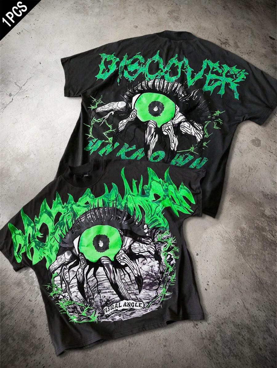 Manfinity Roghcode 男士圆领短袖印花休闲宽松上衣，日常穿着