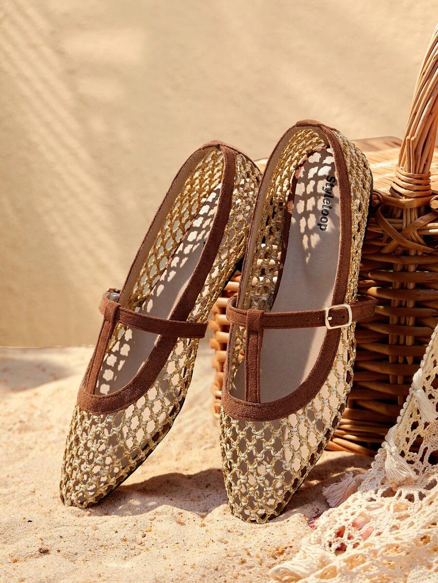 Styleloop Women's Flat Slip-On Shoes, Boho Style, Retro American, Bohemian, Western, Music Festival, Party Outfit - Brown - View 1