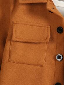 SHEIN 2 件套年轻男孩字母刺绣单排扣拼布工装夹克和裤子套装 - 彩色 - 查看 6