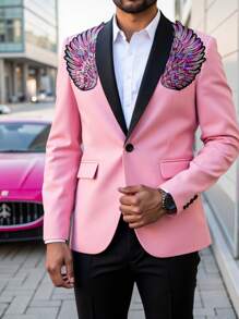 Manfinity AFTRDRK Men's Minimalist Summer Suit Jacket - Pink - View 1