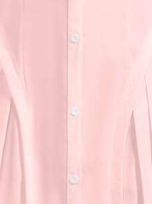 SHEIN Mädchen Bekleidung, Tween Mädchen Plisseekleid mit langen, aufgebauschten Ärmeln und Hemdkragen, lässige Kleidung für Frühling und Sommer - Pink - Übersicht 5