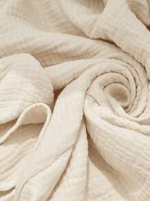 SHEIN LUNE 大码女式 100% 纯棉 V 领系腰中长连衣裙 夏季 - 杏色 - 查看 8