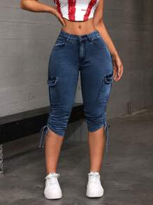 SHEIN ICON Pantalones vaqueros de moda sencilla para mujer, apropiados para el verano
