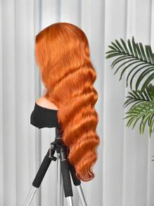 Peluca delantera de encaje naranja jengibre recta 13 X 6 prearrancada con pelo de bebé cabello humano 180% densidad alta densidad - SG.Orange - Ver 3