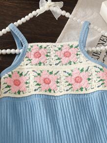 SHEIN 女童夏季连体裤，可爱印花宽松吊带连体裤，欧美风