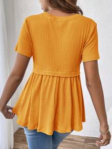 SHEIN Elegant Romantic Gender Reveal Party Round Neck Short Sleeve Fitted Maternity T-Shirt