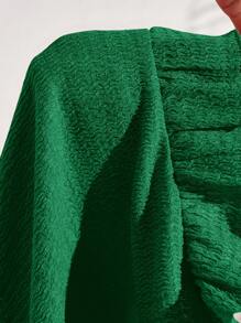 Slaydiva Summer Vacation Solid Orange Textured Fabric Ruffled Halter Top And Ruffled Waist Fitted Shorts 2 Pieces Set - Green - View 7