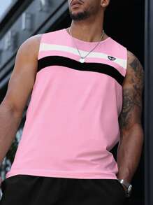 Manfinity Homme Manfinity Men's Colorblock Pattern Crew Neck Tank Top, Men Summer Tank Tops - Multicolor - View 2