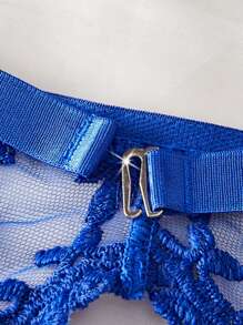 SHEIN 5pcs/Set Plus Size Women's Sexy Lingerie Set With Garter - Blue - View 3