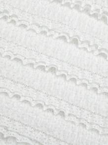 Sweetra Camiseta sin mangas de punto con tirantes finos, informal, con cuello fruncido y cierre de gancho para mujer, talla grande - Blanco - Ver 5