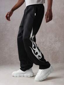 SUMWON Athletic Sweatpants Gothic Script Streetwear Loungewear Joggers Urban Style Workout Training Pants Casual Comfortable Athletic Bottom With Side Pockets