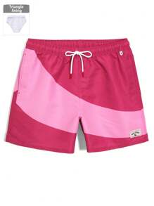Manfinity Swimmode Men's Letter Print Drawstring Waist Casual Beach Shorts