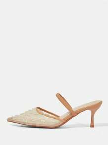 CUCCOO HITCHD Women's Mid Heel Pointed Toe Stiletto Party Pumps For Christmas - Khaki - View 10