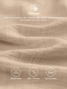 女式仿亚麻高腰阔腿裤 - 卡其色 - 查看 8