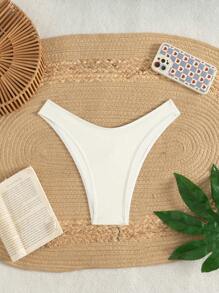 SHEIN Swim Women's Solid Color Bikini Bottom For Summer Beach Vacation