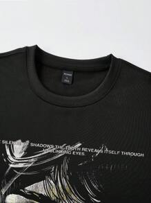 ROMWE MEN Street Life Men Loose Dropped Shoulder Short Printed T-Shirt Set - Burgundy - View 3