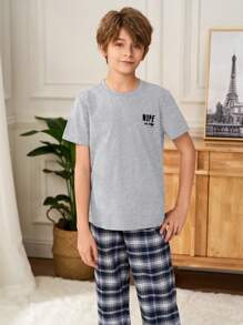 SHEIN Leap Crew Tween Boys Minimalist Summer Style - Light Grey - View 3