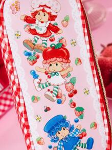 Strawberry Shortcake X SHEIN 1 Pc Cute And Sweet Strawberry Pencil Case, Stationery Storage Bag, Cosmetic Storage Bag, Digital Storage Bag, Small Item Storage Bag, Suitable For Studying, Working, Traveling, And Daily Use, Ideal For Students And Women,Back To School,School Supplies,Gift Ideas - Red - View 2