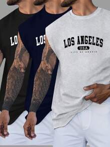 Manfinity Homme Men's Casual Versatile Letter Print Crew Neck Tank Top - Multicolor - View 1