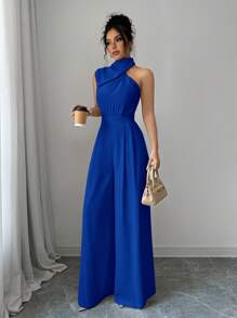 Firerie Women's Turtleneck Sleeveless Wide Leg Jumpsuit - Royal Blue - View 6