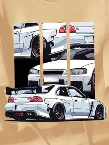 SHEIN Tween Boy Casual Short Sleeve Crew Neck T-Shirt, Suitable For Summer - Khaki - View 3