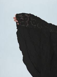 Swim Mod Ladies' Elegant Floral Lace Overlay Ruffle Trim Skirt For Summer Beach Vacation - Black - View 6