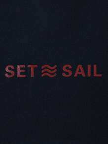 Manfinity VDAYZ Men's Letter Graphic Contrast Long Sleeve Surf Tee - Black - View 5