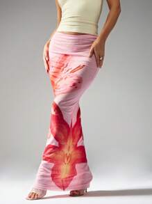 MISSGUIDED Váy Maxi In Màu Nước Thiết Kế Có Họa Tiết Hoa Nghệ Thuật, Đồ Đi Biển Mặc Đi Nghỉ Mát Dài Thư Giãn Thời Trang Du Lịch Mùa Hè - Hồng - Xem 1