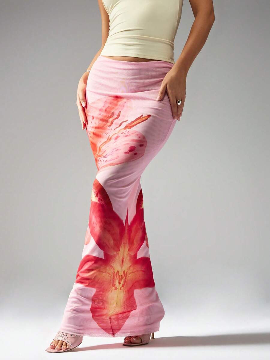 MISSGUIDED Váy Maxi In Màu Nước Thiết Kế Có Họa Tiết Hoa Nghệ Thuật, Đồ Đi Biển Mặc Đi Nghỉ Mát Dài Thư Giãn Thời Trang Du Lịch Mùa Hè - Hồng - Xem 1