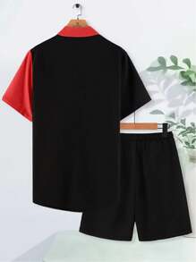 Manfinity Dauomo مجموعة قميص وشورت للرجل في الصيف مفصلة بتفاصيل الألوان