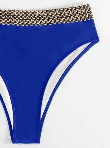 SHEIN Swim Women's Summer Beach Splicing Strap Sexy Bikini Two Pieces Swimwear Set