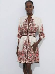 Aveloria Modichic Floral Print Button Front Shirt Dress Vacation Outfits Woman  Fall Cloth For Women - Multicolor - View 5